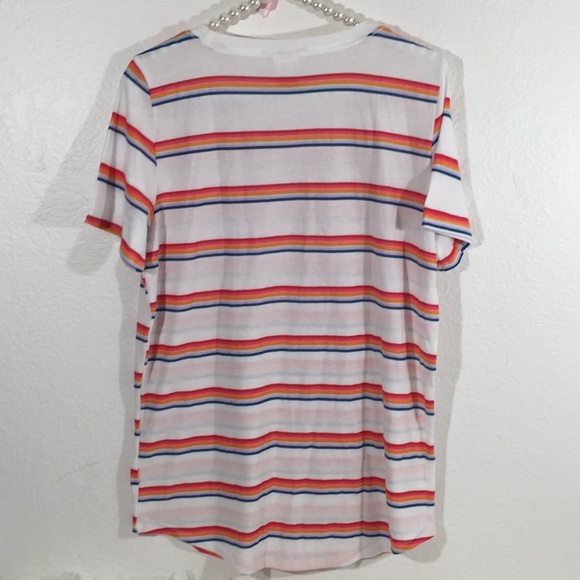 Pink Victoria’s Secret Crew Tee White Rainbow New - Picture 6 of 9